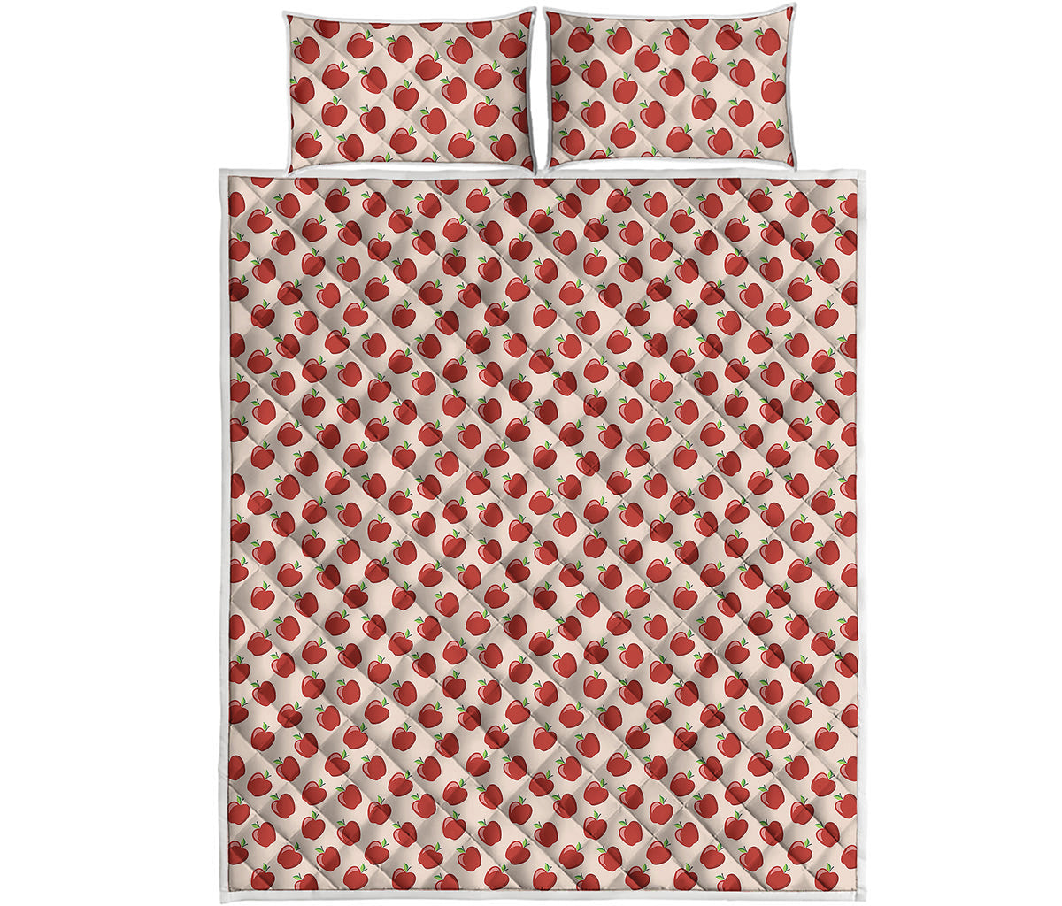 Cute Apple Pattern Print Quilt Bed Set