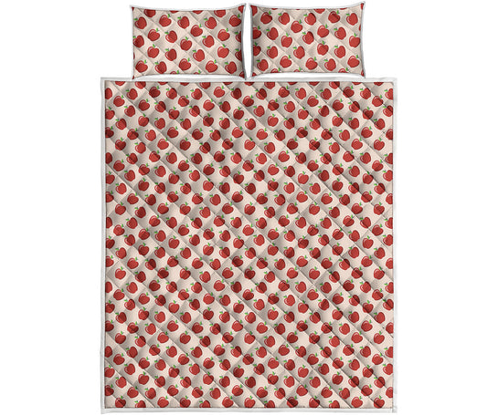 Cute Apple Pattern Print Quilt Bed Set