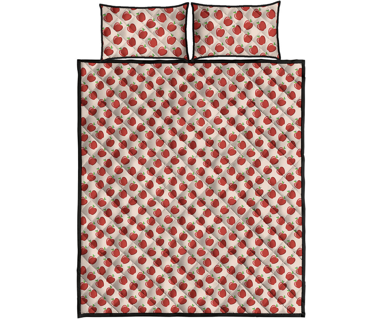 Cute Apple Pattern Print Quilt Bed Set