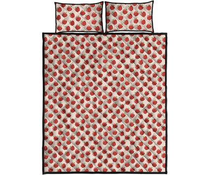 Cute Apple Pattern Print Quilt Bed Set