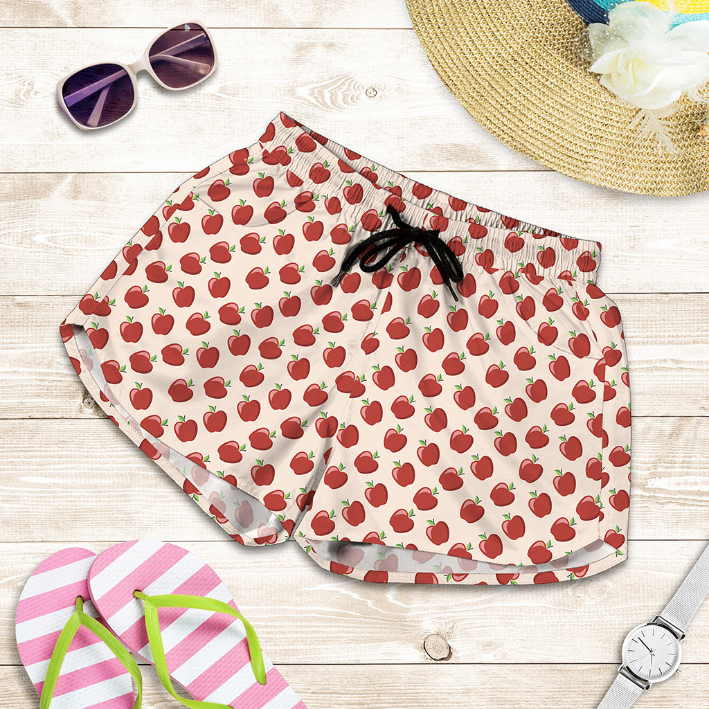 Cute Apple Pattern Print Women's Shorts