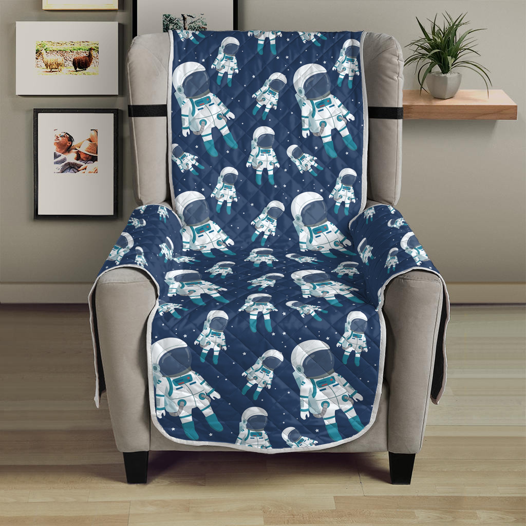 Cute Astronaut Pattern Print Armchair Protector