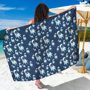 Cute Astronaut Pattern Print Beach Sarong Wrap