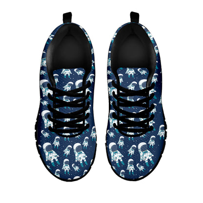 Cute Astronaut Pattern Print Black Sneakers