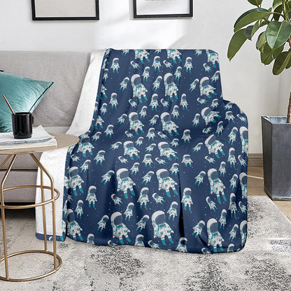 Cute Astronaut Pattern Print Blanket