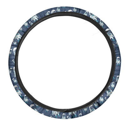 Cute Astronaut Pattern Print Car Steering Wheel Cover