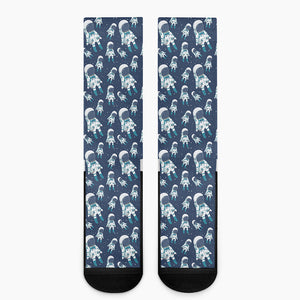 Cute Astronaut Pattern Print Crew Socks