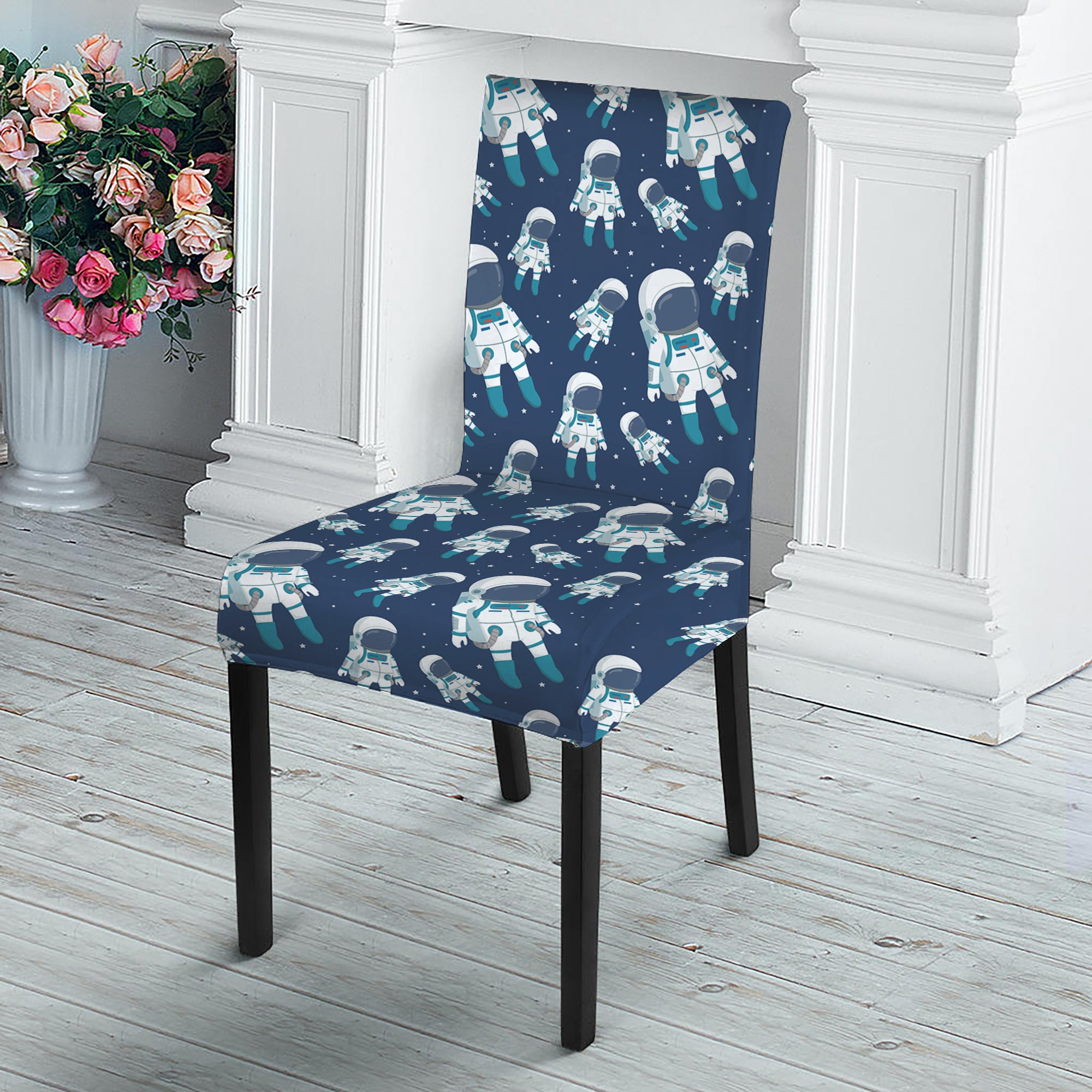 Cute Astronaut Pattern Print Dining Chair Slipcover