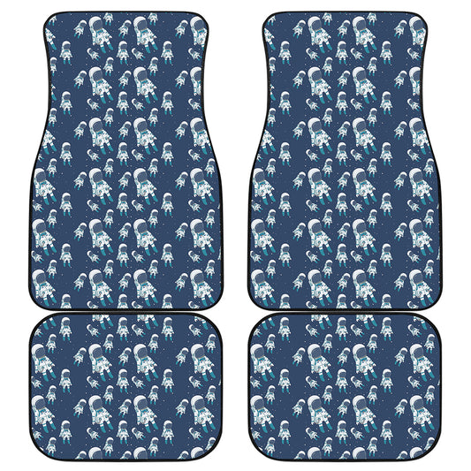 Cute Astronaut Pattern Print Front and Back Car Floor Mats
