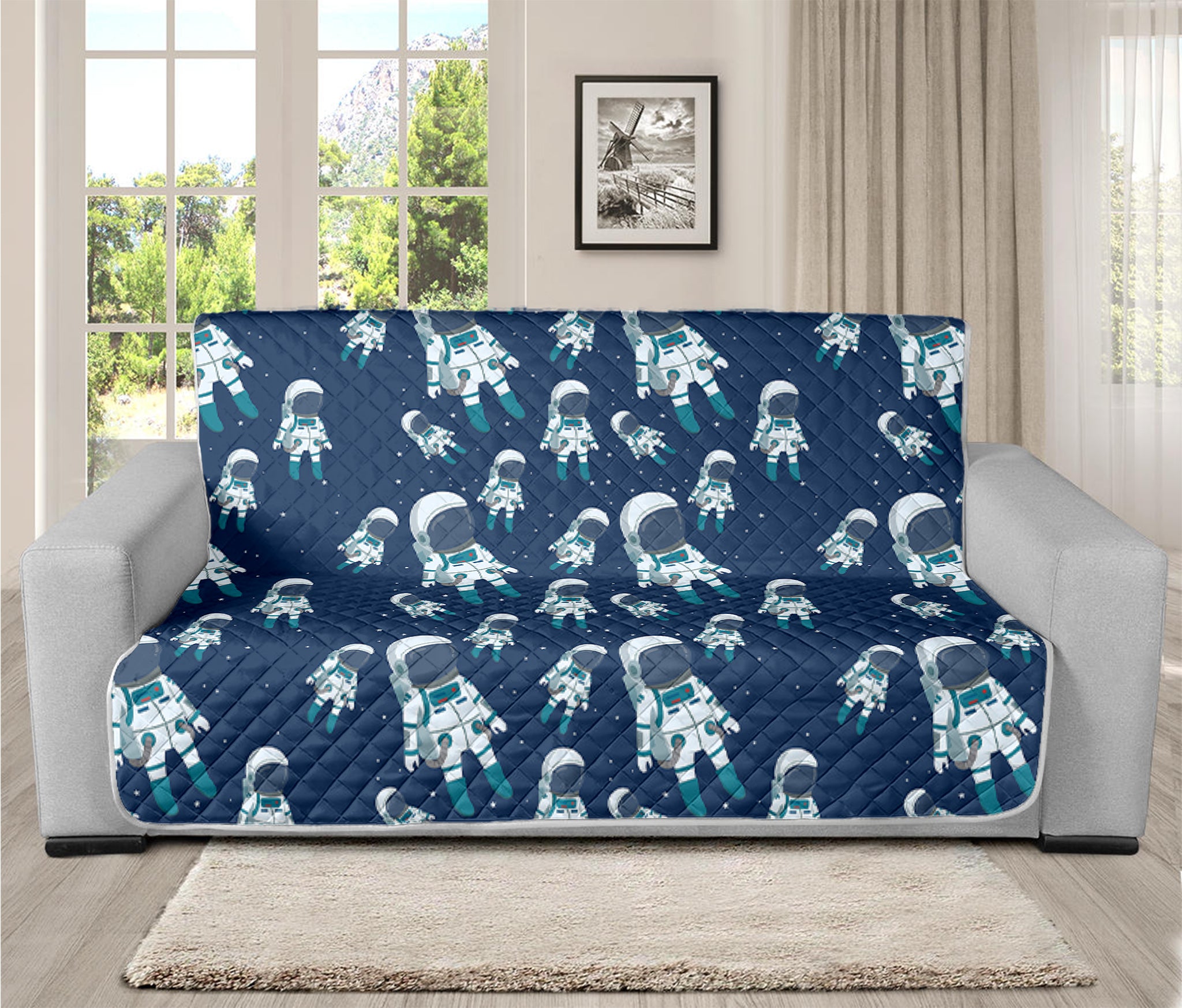 Cute Astronaut Pattern Print Futon Protector