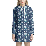 Cute Astronaut Pattern Print Hoodie Dress