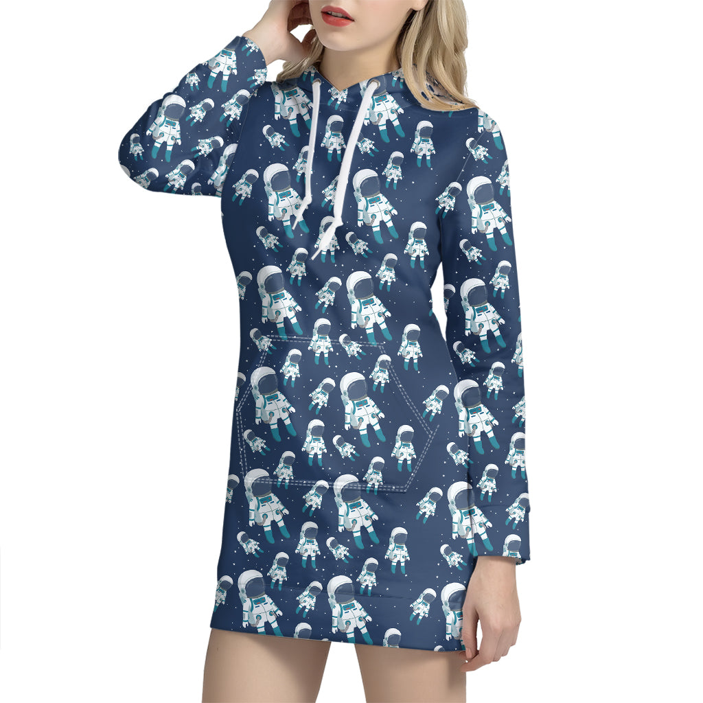 Cute Astronaut Pattern Print Hoodie Dress