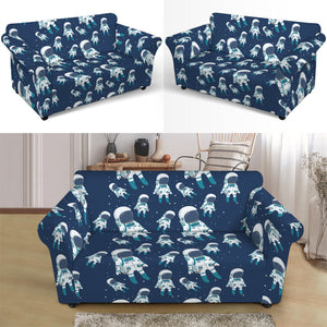 Cute Astronaut Pattern Print Loveseat Slipcover