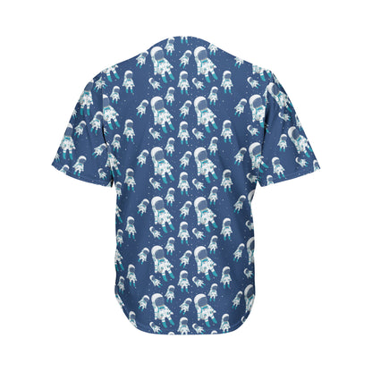 Cute Astronaut Pattern Print Men's Baseball Jersey