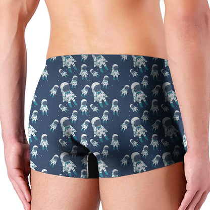 Cute Astronaut Pattern Print Men's Boxer Briefs