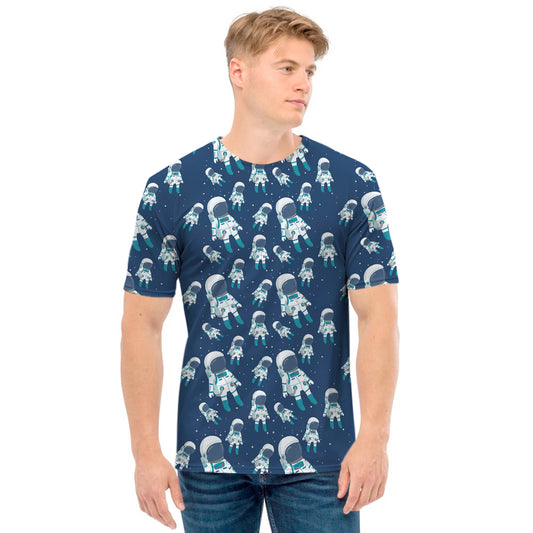 Cute Astronaut Pattern Print Men's T-Shirt