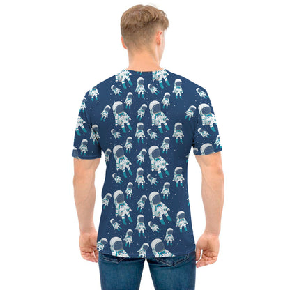 Cute Astronaut Pattern Print Men's T-Shirt