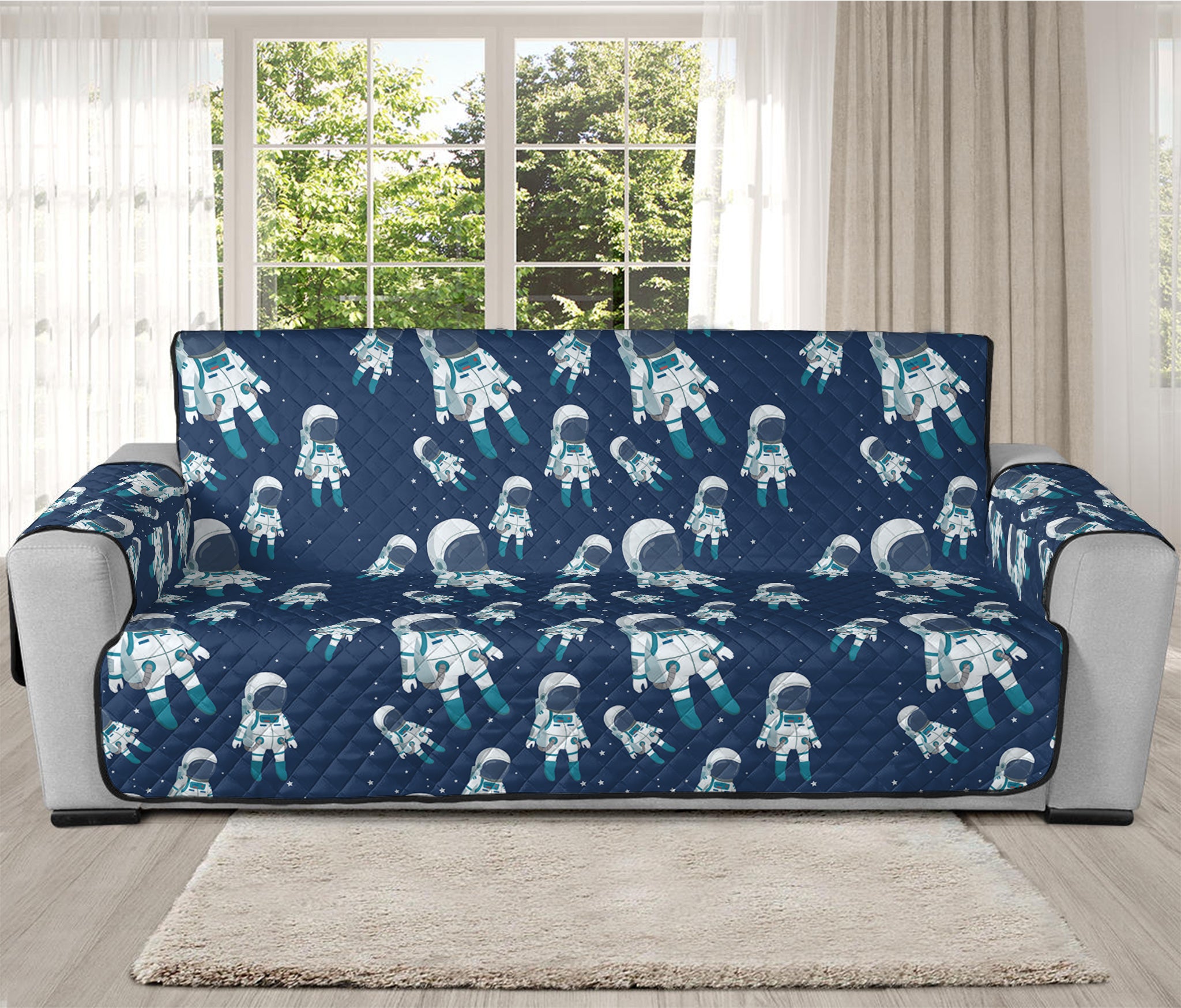 Cute Astronaut Pattern Print Oversized Sofa Protector