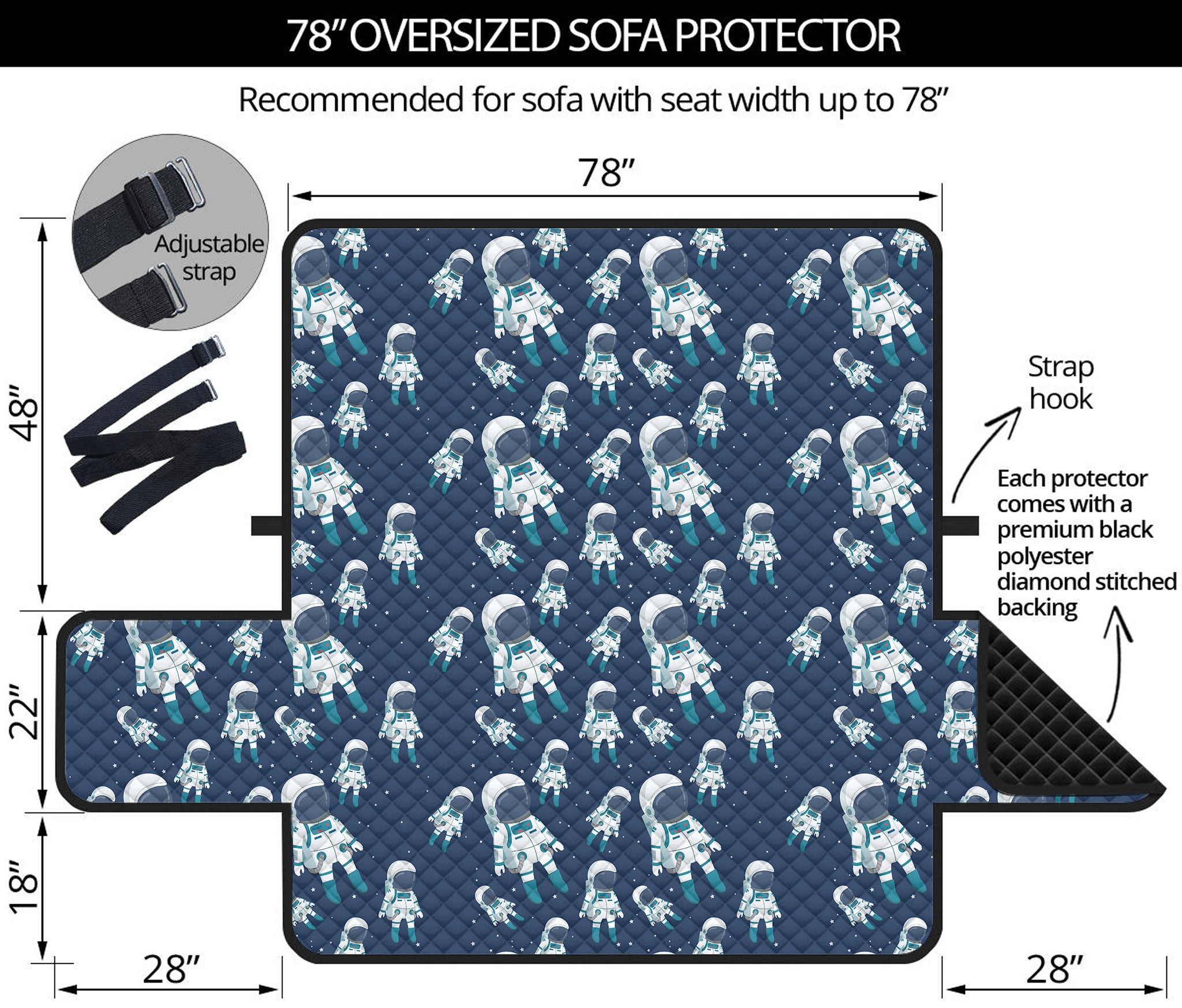 Cute Astronaut Pattern Print Oversized Sofa Protector