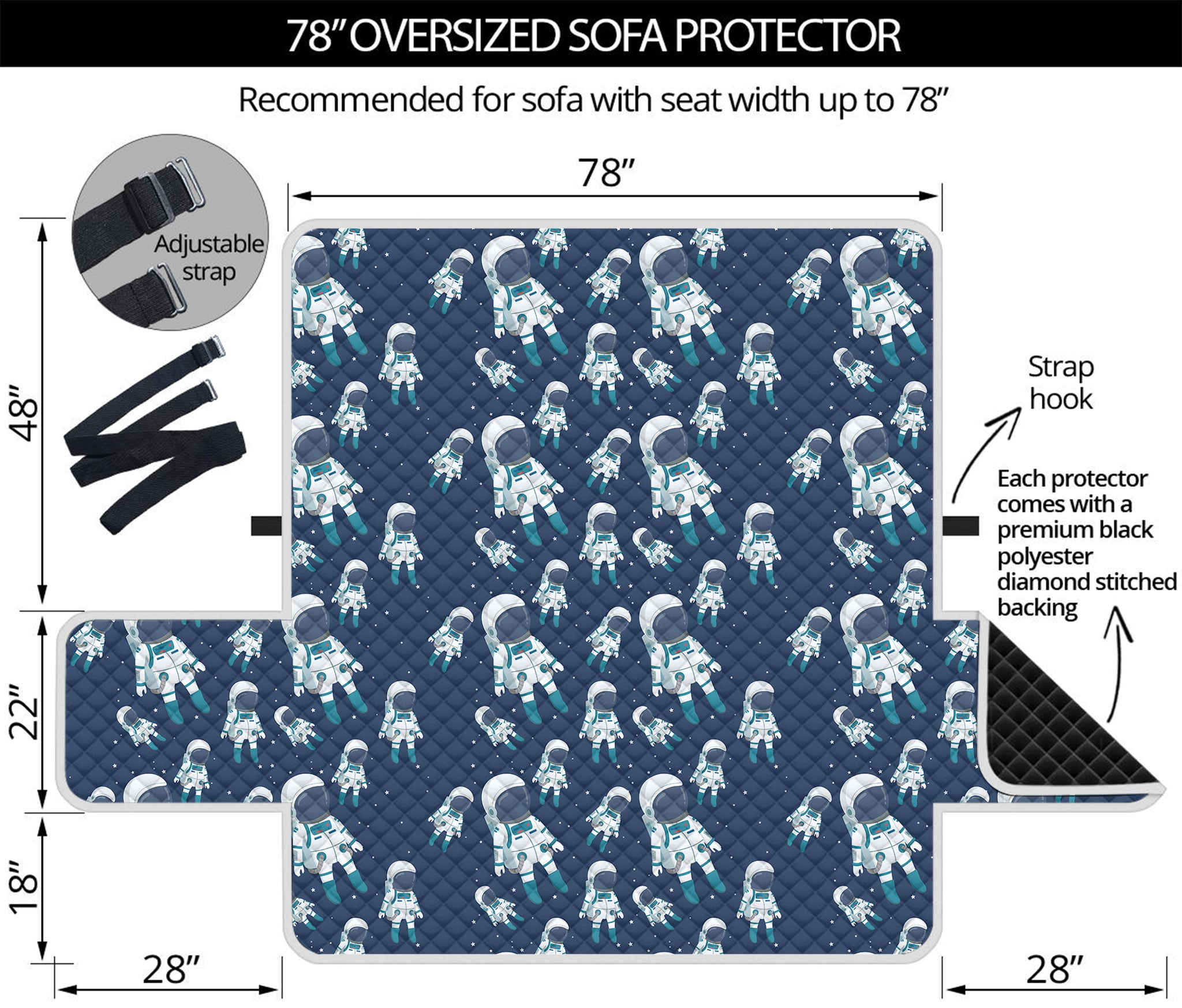 Cute Astronaut Pattern Print Oversized Sofa Protector