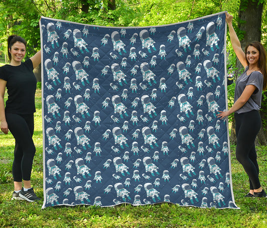 Cute Astronaut Pattern Print Quilt