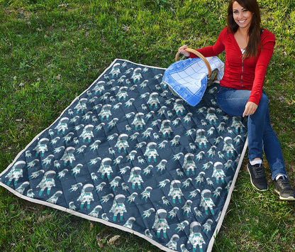 Cute Astronaut Pattern Print Quilt
