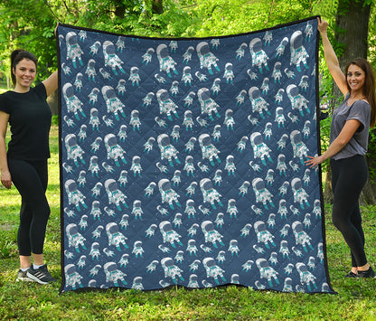 Cute Astronaut Pattern Print Quilt