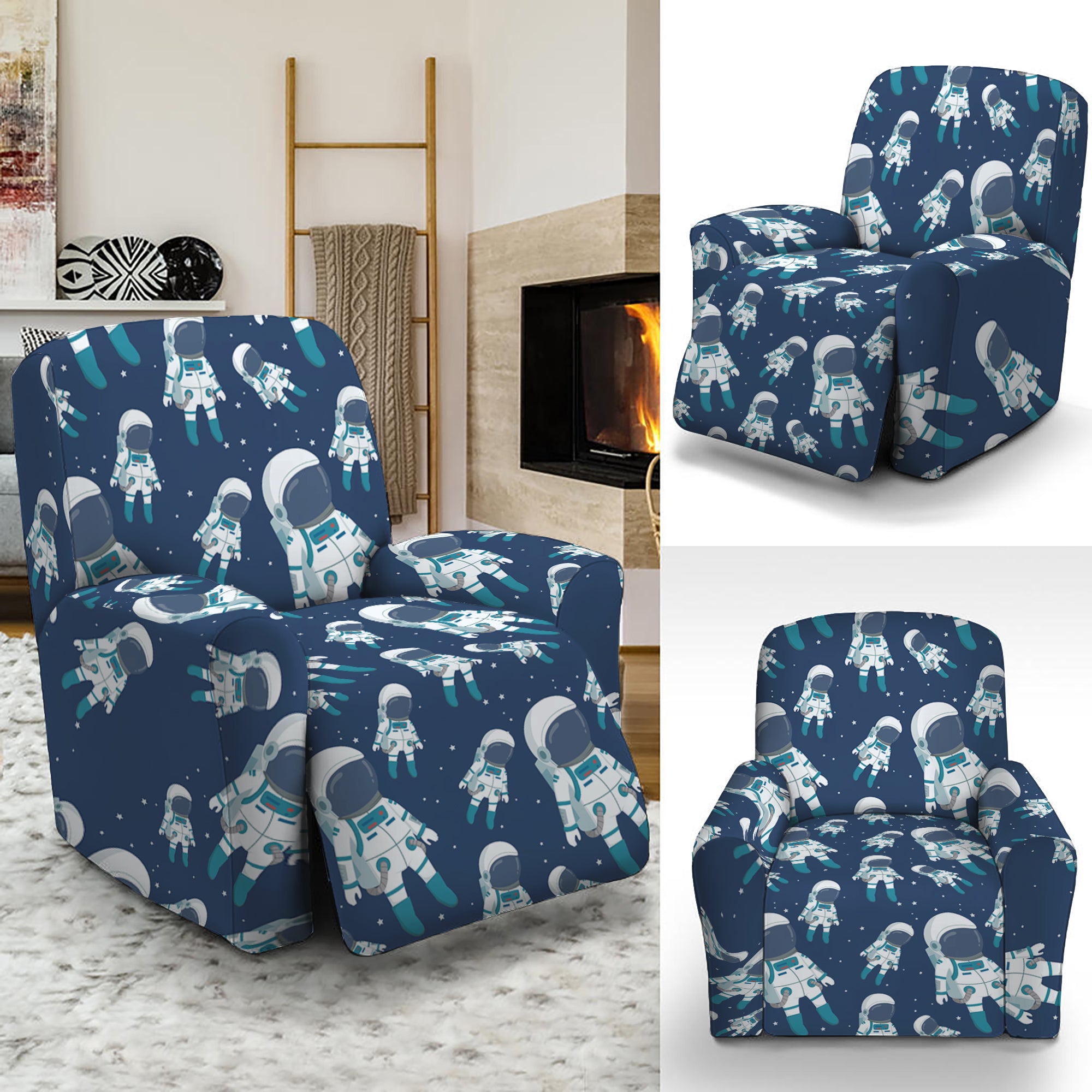 Cute Astronaut Pattern Print Recliner Slipcover