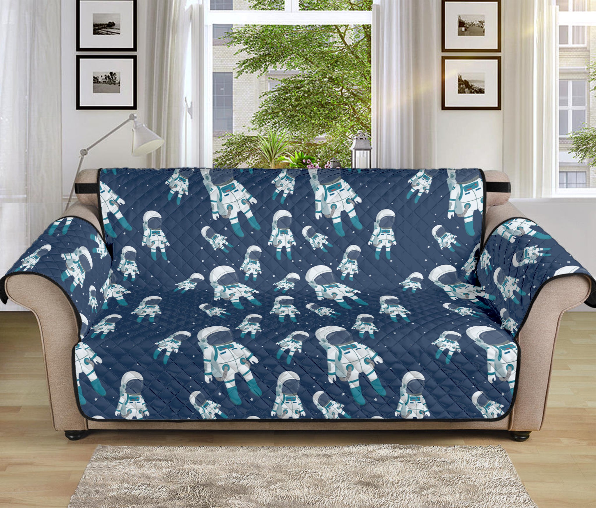 Cute Astronaut Pattern Print Sofa Protector