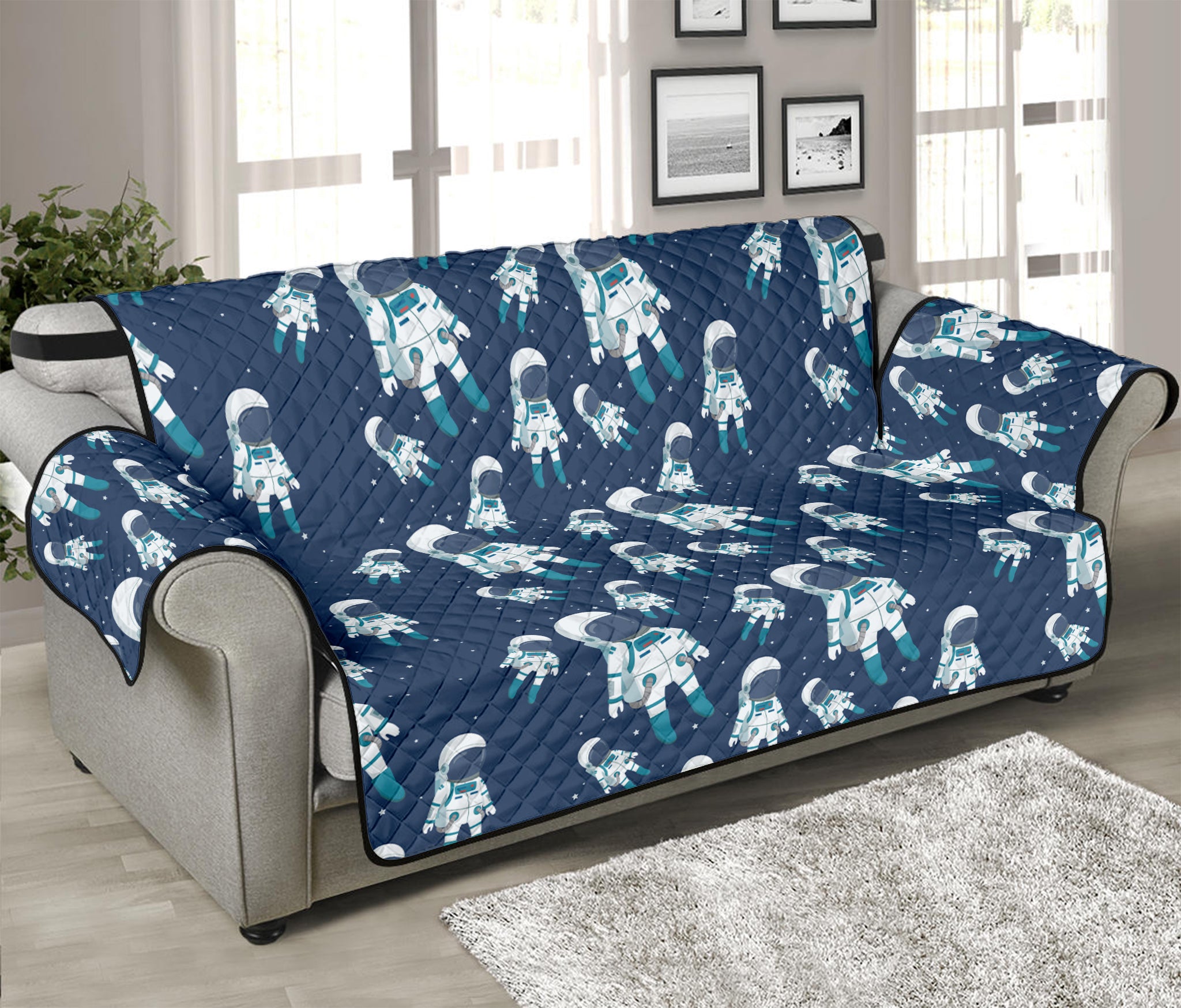 Cute Astronaut Pattern Print Sofa Protector