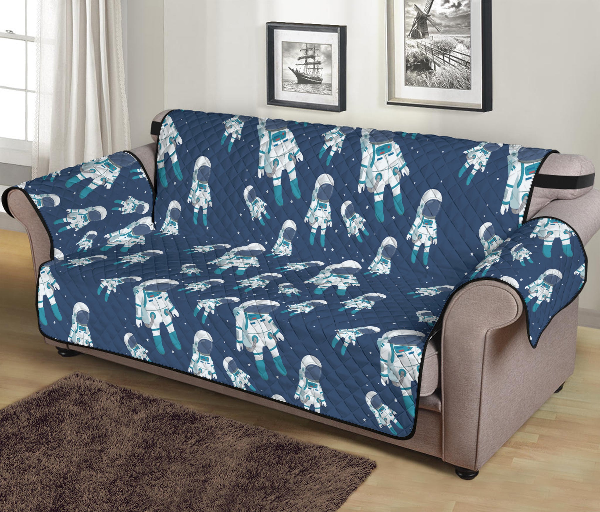 Cute Astronaut Pattern Print Sofa Protector