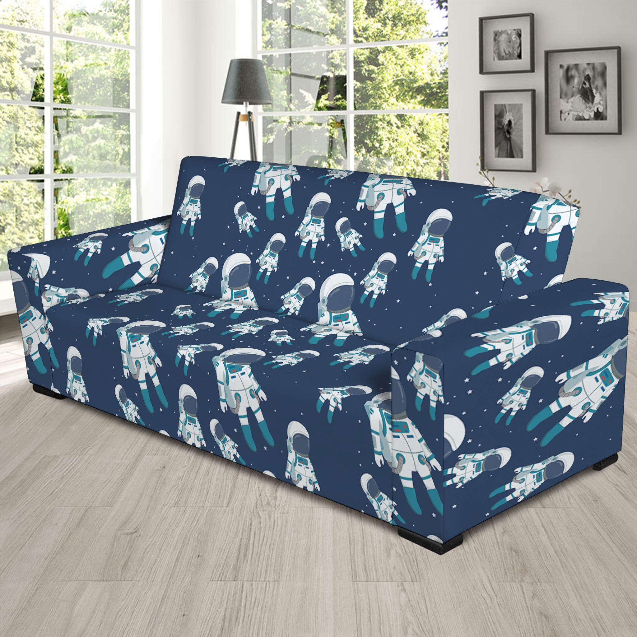 Cute Astronaut Pattern Print Sofa Slipcover