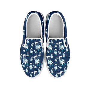 Cute Astronaut Pattern Print White Slip On Shoes