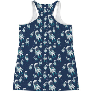 Cute Astronaut Pattern Print Women's Racerback Tank Top