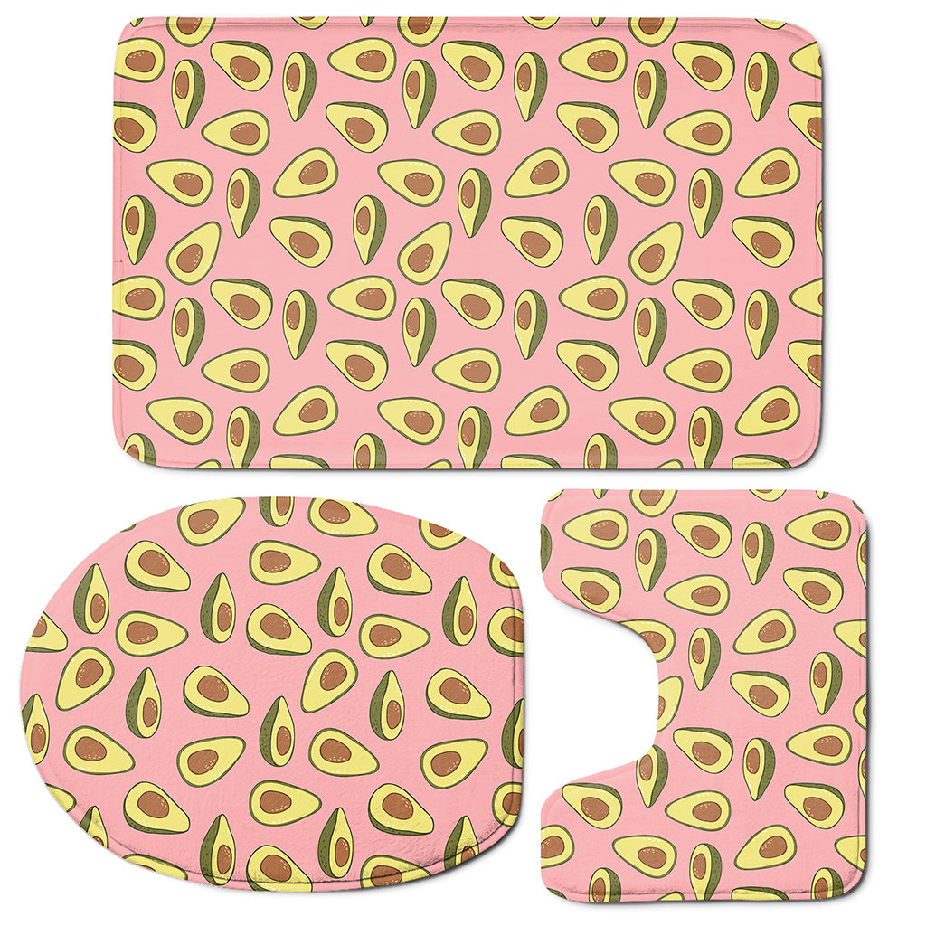 Cute Avocado Pattern Print 3 Piece Bath Mat Set