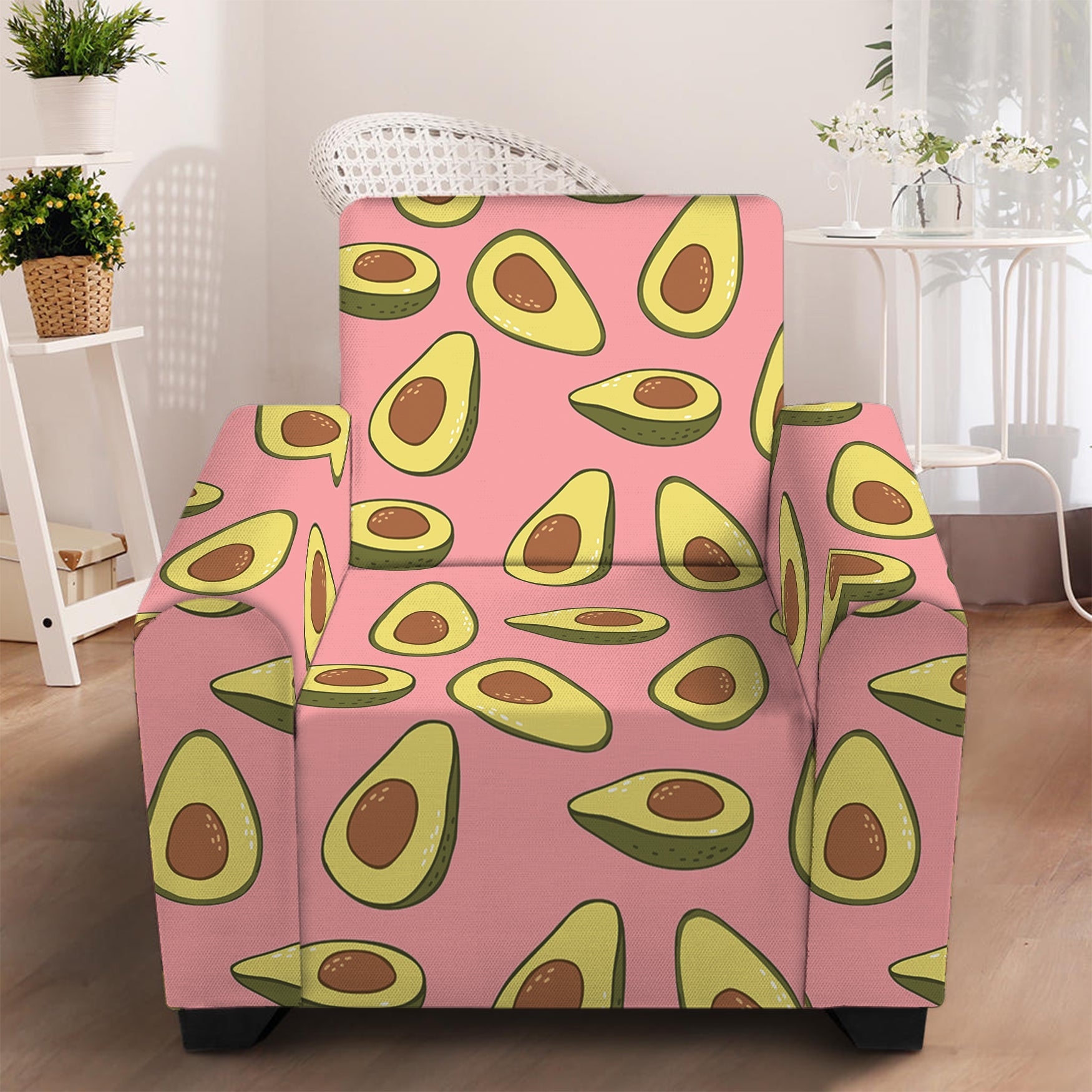 Cute Avocado Pattern Print Armchair Slipcover