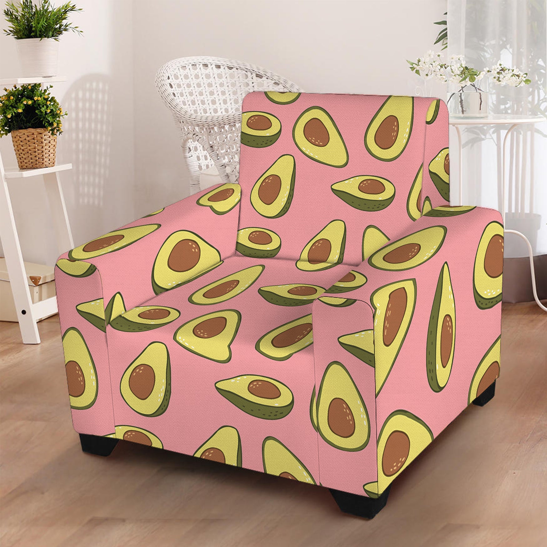 Cute Avocado Pattern Print Armchair Slipcover