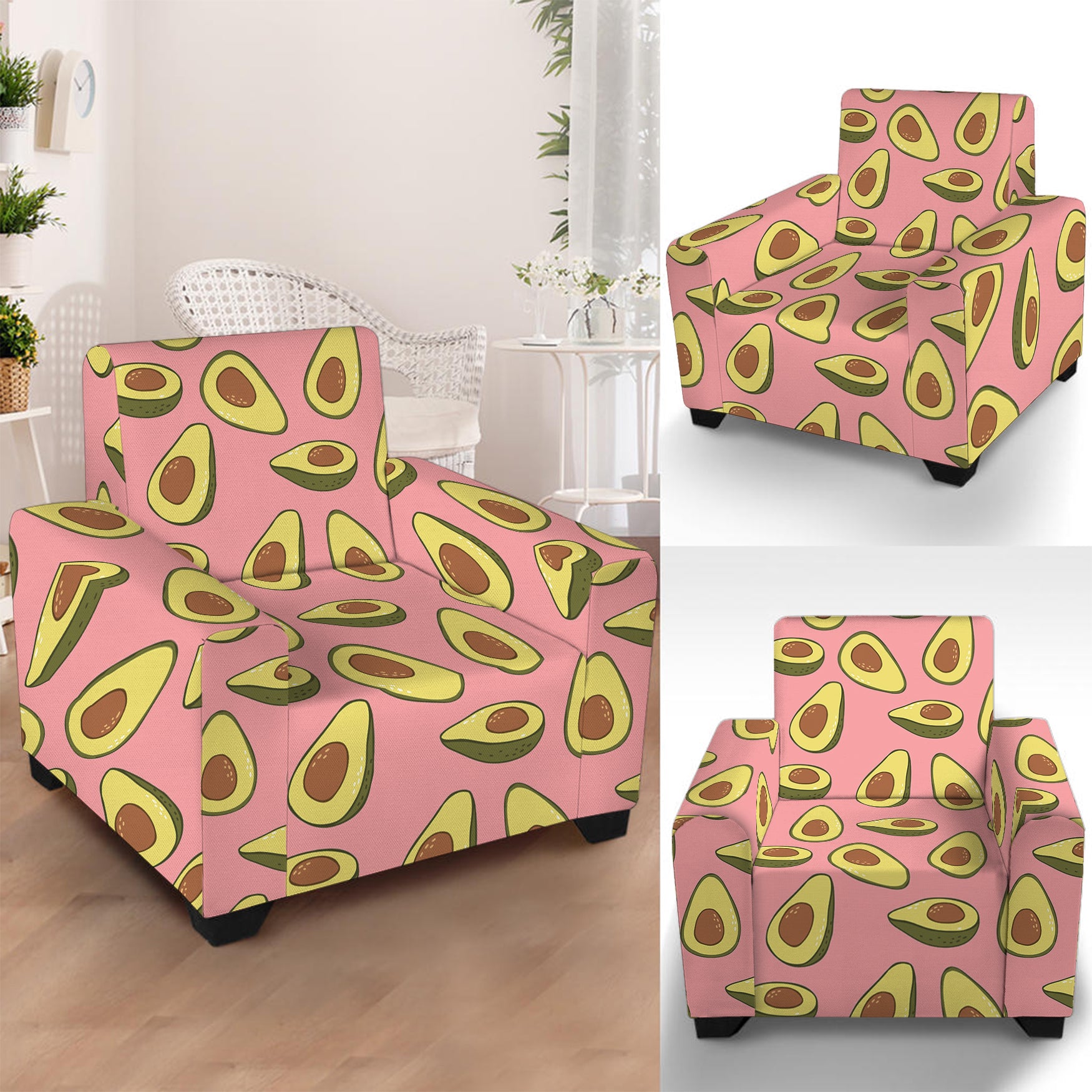 Cute Avocado Pattern Print Armchair Slipcover