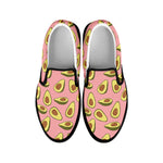 Cute Avocado Pattern Print Black Slip On Shoes