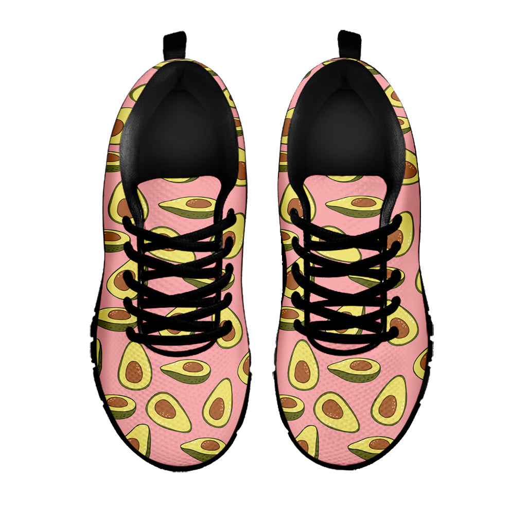 Cute Avocado Pattern Print Black Sneakers