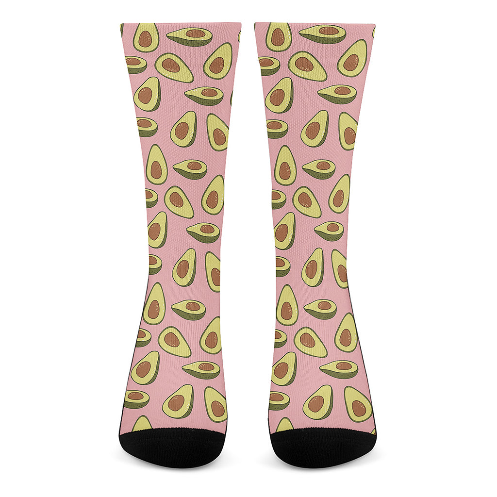 Cute Avocado Pattern Print Crew Socks