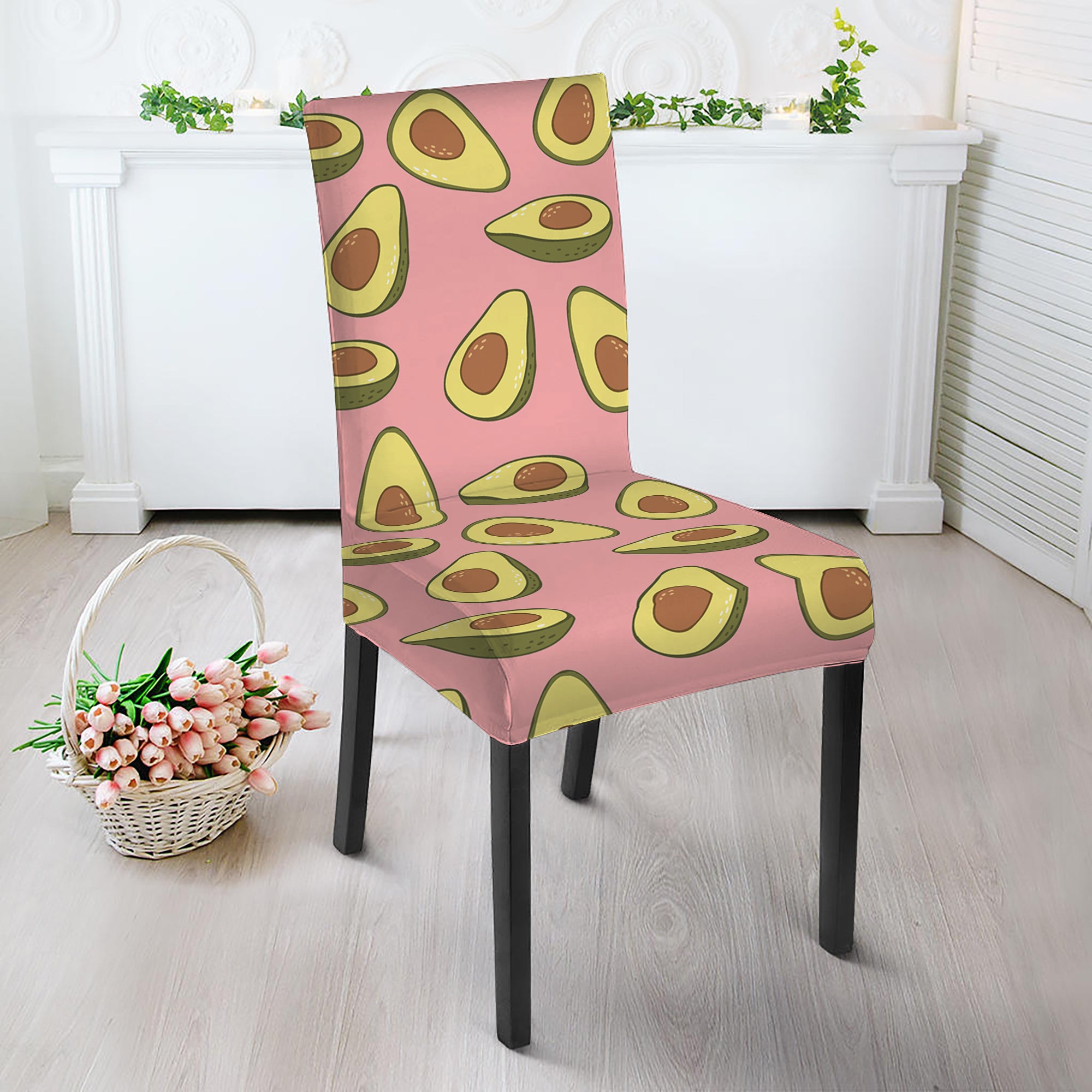 Cute Avocado Pattern Print Dining Chair Slipcover