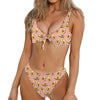 Cute Avocado Pattern Print Front Bow Tie Bikini