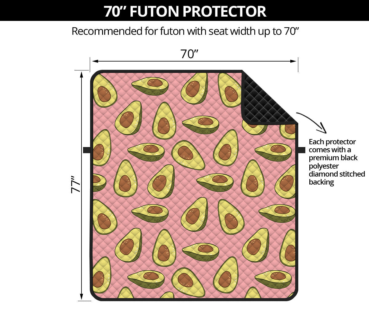 Cute Avocado Pattern Print Futon Protector