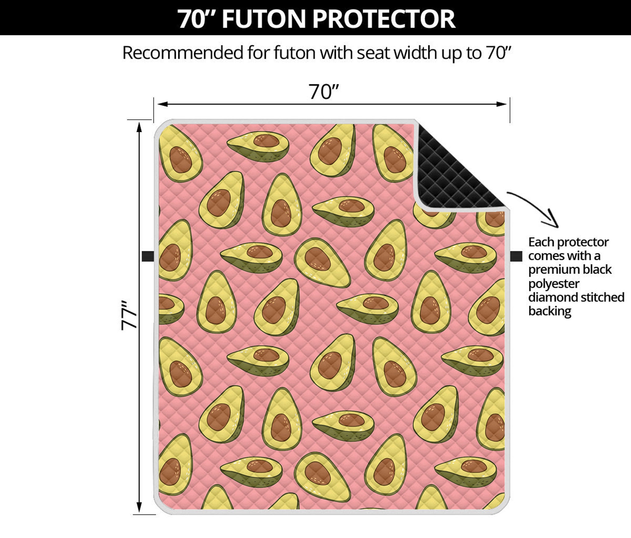 Cute Avocado Pattern Print Futon Protector