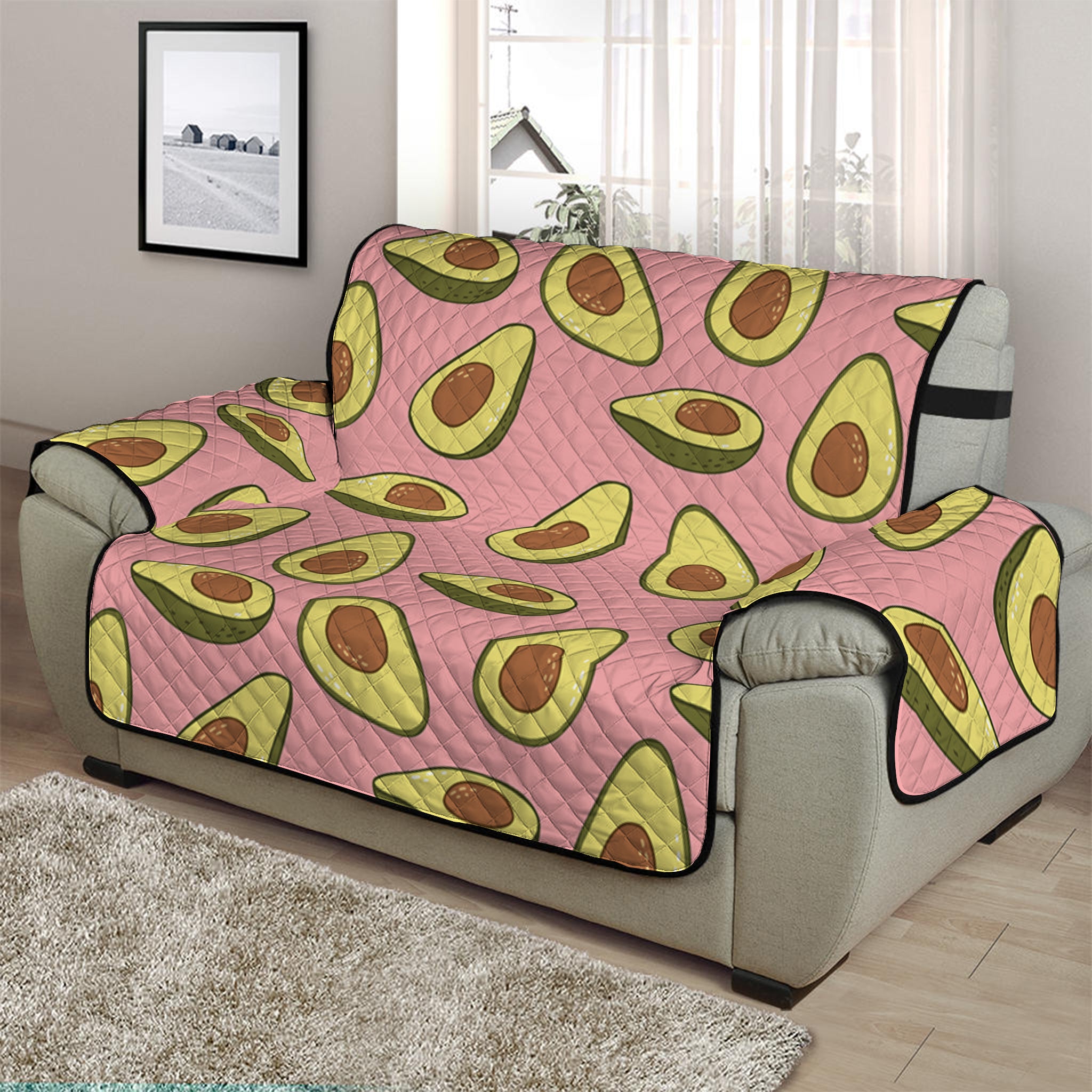 Cute Avocado Pattern Print Half Sofa Protector