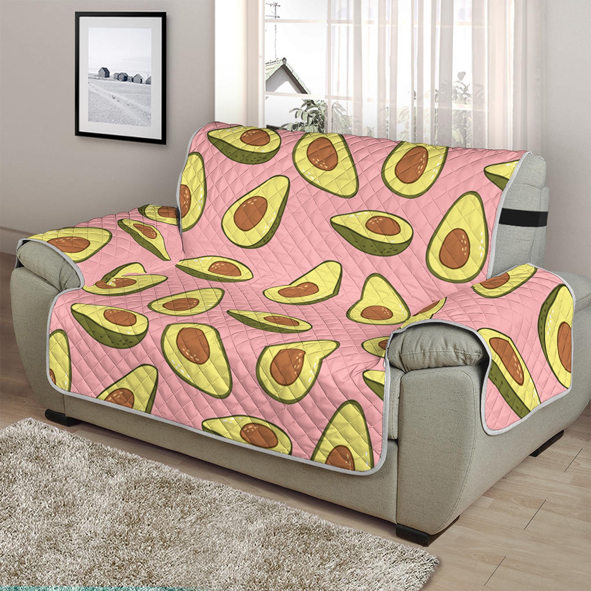 Cute Avocado Pattern Print Half Sofa Protector