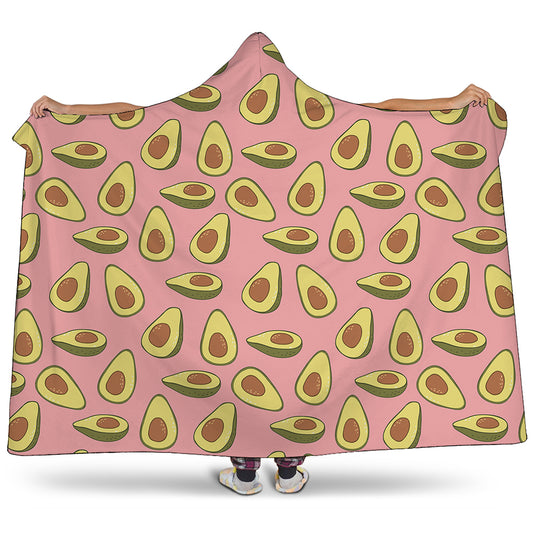 Cute Avocado Pattern Print Hooded Blanket