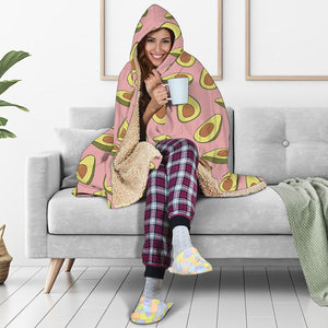 Cute Avocado Pattern Print Hooded Blanket