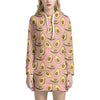 Cute Avocado Pattern Print Hoodie Dress